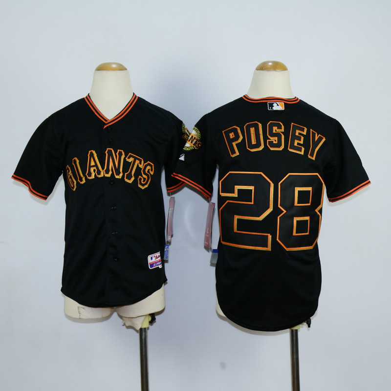 Youth San Francisco Giants #28 Posey Black MLB Jerseys